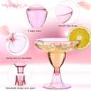 Zopeal 50 Pcs Plastic Martini Glasses 5 oz Disposable Glitter Cocktail Glasses Champagne Cups Stemmed Margarita Coupe Cup for Wedding Bridal Shower Party Summer BBQ (Pink)