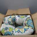 Pillow Perfect Floral Indoor/Outdoor Sofa Setee Swing Cushion, Tufted, Weather, and Fade Resistant, 19" x 44", Blue/Green Allodala, 1 Count