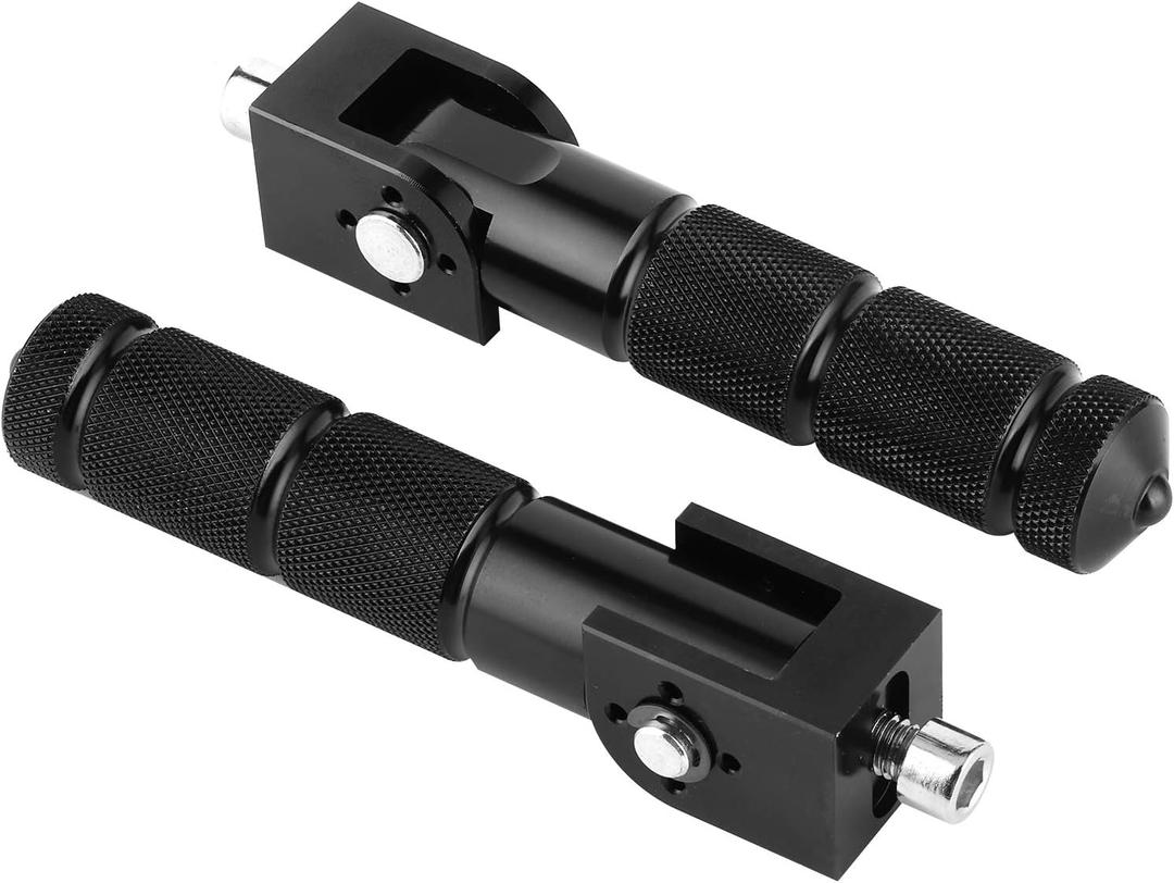 Acouto Aluminum Foot Pegs Motorcycle Pedal Aluminum 2Pcs Aluminum Pedals for Motorcycle Electric Car 8MM Universal 90 Degree Folding Support Rod(black)