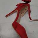Carcuume Women's Closed Toe Heels Bow Stiletto Heel Sandals Pointed Toe Pumps Wedding Shoes (6, Red)