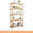 IOTXY 5-Tier Wooden Shelf Bookcase - Modern Open Bookshelf, Free Standing Storage Rack, Multifunctional Display Stand for Home and Office, Oak, Rectangle