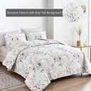 Grey Quilt Set King,3 Pieces Reversible Elegant Grey Botanical Leaves Pattern Bedspread Coverlet Soft Microfiber Bed Cover for All Season(104"90")