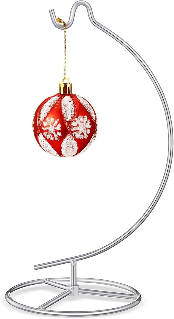 Baderke Ornament Display Stand, Ornament Hanger Holder Glass Ball Air Plant Holder, Hanging Terrarium Stand for Christmas Wedding, Home Office Decor,10.43" H(Silver)