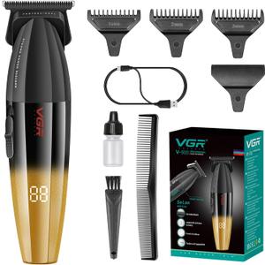 VGR 906 Fresh Fade Professional Hair Trimmer, 9000rpm Zero Gapped Beard Trimmer for Men, DLC T-Blade Cordless Hair Clipper for Barbers and USB Rechargeable, Gold (Black)