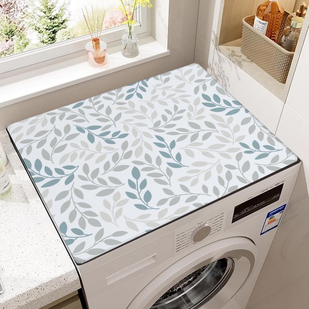 Leaf Washing Machine Dust Cover Pad, Non-slip Washer and Dryer Covers for The Top, Protector Mat for Washer Dryer Aesthetics Home Decor, 23.6" x 19.7"