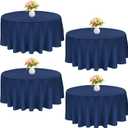 4 Pack 108 Inch Navy Blue Polyester Round Table Cloth Washable Fabric Table Covers for Wedding Dining Table Buffet Parties Banquet Decor