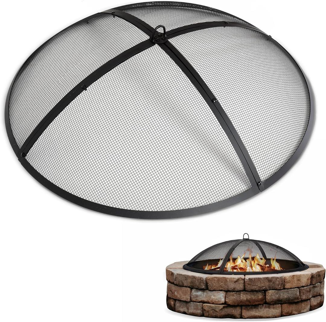 SUNCREAT Spark Screen, Fire Pit Screen 36 Inch Round with Handle, Heavy Duty Mesh Cover Fire Pit Lid for Outdoor, Patio, Backyard, Camping, Beach, Poker Not Included, 36 Inch