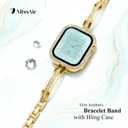 Missair Bands with Screen Protector Case Compatible for Apple Watch Band 40mm 41mm 44mm 45mm, Slim Metal Jewelry Bracelet Strap with Bling Diamond Cover for iWatch Series 9 8 7 6 5 4 SE for Women