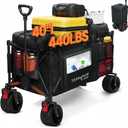 Foldable Beach Wagon Cart- Interchangeable All Terrain Wheels- 12" Beach Wheels Optional- Patent Pending- Gardening, Fishing, Shopping-Built-in Insulated Cooler Pouch, More Storage Pockets, Cupholders