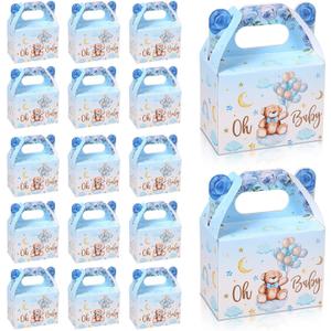 36 Pieces Bear Baby Shower Boxes Favor Treat Boxes Cute Paper Candy Cookies Decorations for Baby Shower Supplies Gender Reveal Bear Themed Birthday Party Decor(Blue)