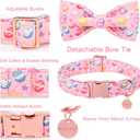 Easter Day Dog Collar with Bow, UP URARA PUP Easter Eggs Adjustable Pet Collar Bowtie with Metal Buckle, Colorful Eggs Cotton Dog Collars for Small Medium Large Dogs, M