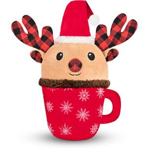 Christmas Dog Toys with Squeaker for Large Breed Interactive Dog Chew Toys for Puppies Small and Large Dogs Reindeer Squeaky Dog Training and Reduce Boredom (Cup Elk