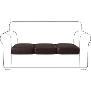 Yates Home PU Leather Couch Sofa Cushion Slipcover Water-Proof Elastic Chair RV Seat Covers Loveseat Sofa Furniture Protector Slip Cover for Settee Seater Replacement Living Room3 Pieces, Chocolate