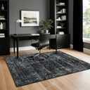 3x5 Area Rugs for Living Room, Non Slip Washable Rugs Large Rug Indoor Carpet, Durable & Soft Vintage Rug for Bedroom Dining Room Home Office Decor, Black