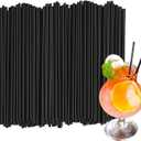 500Pcs Black Disposable Straws8.27 Straight Flat Straw,0.16 Diameter, For Kitchen,Bar,Club,Drinks, Milk, Soda, Party, Whiskey (500, 8.27'')