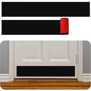 2 Pack Rubber Bond Kick Plates  6" x 33" - Effortless Peel & Stick - Prevents Dents & Scratches - Self-Adhesive & Universal Fit (Black)