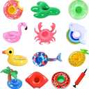 Drink Floaties 13 Pack Pool Drink Floats Inflatable Drink Holder Floating Drink Holder Pool Accessories for Adults with Pump