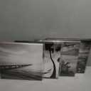 sechars - Black and White Beach Wall Art Seascape Painting Sunrise Scenery Picture Giclee Canvas Print Framed for Living Room Bedroom Bathroom Home Office Wall Decoration