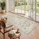 Madane Hallway Runner Rug 3x6 - Washable Kitchen Rugs Entryway Rug Runner Vintage Soft Floor Mat Non Slip Indoor Farmhouse Carpet for Bathroom Living Room Bedroom (3 X 6, Ivory/Brown)