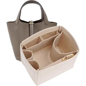 Picotin 18 Inserts Felt Handbag Organizer Insert, for Totes and Longchamp Style Bags (Beige, PC18 Size)