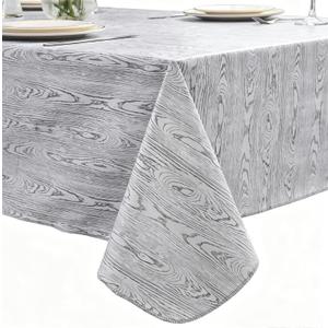 Pioggia Vinyl Tablecloth with Flannel Backed Rectangle Waterproof Oil-Proof PVC Table Cloth Wipeable Spill-Proof Plastic Table Cover for Indoor and Outdoor, 102" x 60"