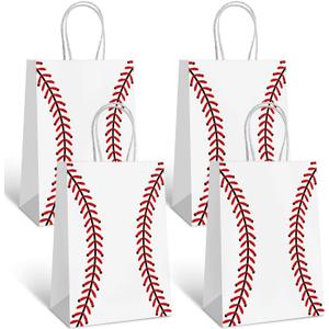 3 x Rarapop Baseball Party Favors Gift Bags with Handle, 12 PCS Paper Snack Treat Goodie Bag for Baseball Theme Games Day Sports Goody Bags Birthday Party Decorations Supplies, 1 count