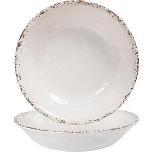 Melamine Large Serving Bowls Set of 2, 13.75" and 130 OZ Farmhouse BPA Free Salad, Pasta and Mixing Serving Bowls, Large Bowls Set for Serving Food, Durable and Dishwasher Safe, Ivory