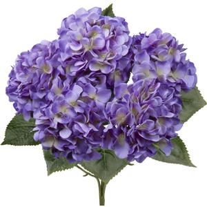 Purple Hydrangea Artificial Flowers Large Artificial Hydrangeas Silk Flowers for Home Decor Indoor Wedding Flowers Bouquets Faux Flowers Kitchen Centerpiece Table Decorations