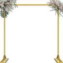 8.2FT Adjustable Backdrop Stand Kit  Square Wedding Arch & Balloon Arch for Photo Booth Background, Baby Shower, Birthday Party Decorations (Portable Frame) (Gold,8.2X 8FT)