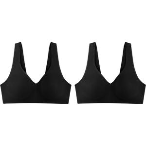 Hanes Womens Wireless Bra, Smooth Comfort Full-Coverage T-Shirt Bra for Women, Single Or 2-Pack (Medium)