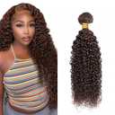 Curly Wave Bundles Human Hair 28 Inch Color #4 Chocolate Brown Single Bundle Brazilian Virgin Human Hair Bundles Kinky Curly Wave 100g Per 1 Bundle Remy Hair Extensions For Black Woman