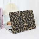 for MacBook Air 13 inch Case M1 2018-2022 A2337 A2179 A1932, Soft Leopard Print Fuzzy Plush Faux Fur Cheetah Leather Hard Shell Case&Keyboard Cover for Mac Air13, Leopard Plush Brown