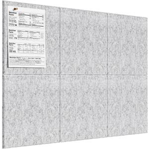 MaxGear Large Cork Board for Wall 36" x 24", Light Gray Bulletin Board, 6 Pack Felt Wall Tiles with Pushpins, Cork Boards for Office Pin Board Tack Board Cork Boards