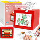Smart AI Voice Sticker Printer, Kids Toys Spark Imagination Intellectual Development, Mini Thermal Label Printer with Display, Inkless Portable Sticker Maker, 4 Rolls Paper