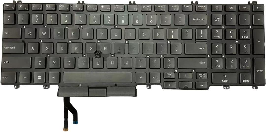 Replacement Keyboard with Backlit with Pointer US Layout for Dell Latitude 5500 5501 5510 5511, Precision 3540 3550 3551 P/N: 0TJ8T3 0MMH7V NSK-EX0BC PK132FA1B00