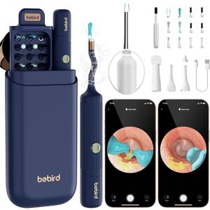 BEBIRD Earsight Plus Ear Wax Removal Tool Camera with HD Visual Otoscope, Smart WiFi Earwax Cleaner Kit, Safe Silicone Flexible Scoops & Tweezers Tools for Adults & Kids (Blue)