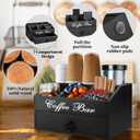 Coffee Station Organizer Pods Holder with Drawer, Farmhouse Wood Coffee Bar Accessories Decor and Tea Condiment Basket for Countertop
