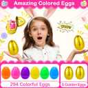 300 PCS 2.4" Fillable Plastic Easter Eggs with 6 Golden Eggs, Empty Colorful Eggs for Kids Easter Hunt Classroom Rewards Basket Stuffers Easter Party Favors