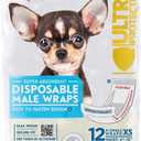 Paw Inspired Disposable Male Dog Wraps, Belly Band for Dogs | Disposable Dog Diapers | Belly Bands for Male Dogs (12 Count, X-Small)