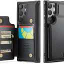 Vinich for Samsung Galaxy S24 Ultra Case with Card Holder, for Samsung S24 Ultra Wallet Case for Women Men with RFID Blocking, Durable Kickstand Shockproof Case for Galaxy S24 Ultra 5G, Black