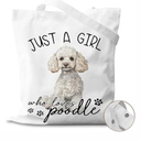 IDUXIY Just a Girl Who Loves Poodle Dog Canvas Tote Bag for Books, Travel & Daily Use, Magnetic Buckle, 16x14 Inch(033)