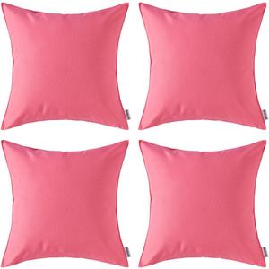 MIULEE Pack of 4 Decorative Outdoor Waterproof Summer Pillow Covers Square Garden Cushion Cases PU Coating Throw Pillow Cover Shell for Patio Tent Park Couch 16x16 Inch Pink