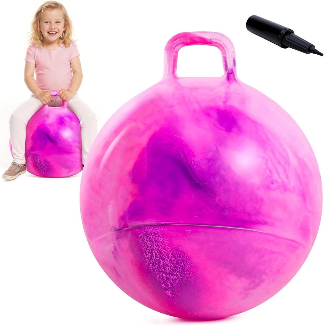 EVERICH TOY Hopper Ball for Kids, 20In Ride On Bouncy Balls with Handle, Purple Pink Clouds Girls Toys for Indoor Outdoor Active Play, Best Kids Toys for 7 8 9 10 11 12 Yr Old Girls Boys Gifts