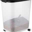 Amazon Basics Pet Food Storage Container with Wheels, BPA-Free, Detachable Scoop, 30lbs Capacity, Reliable Seal