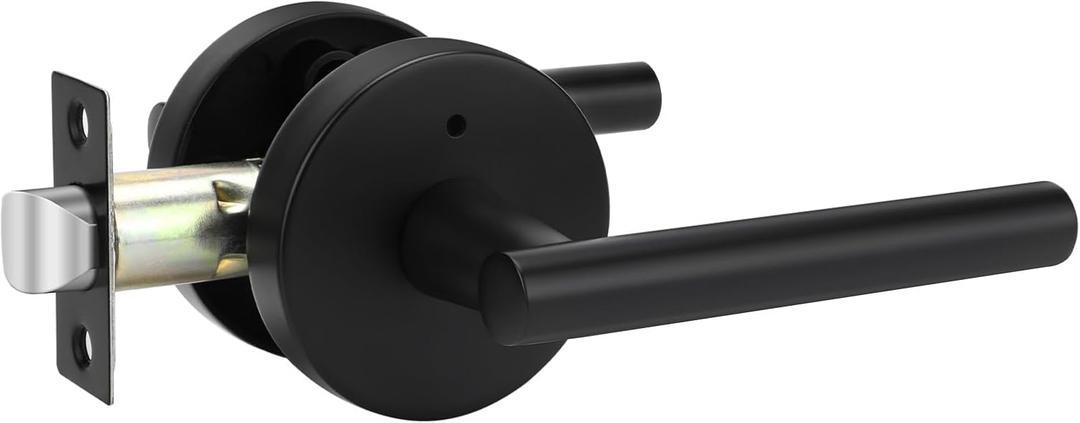 Goldenwarm 1 Pack Black Door Handle, Matte Black Privacy Interior Door Levers, Indoor Door Lever for Bedroom, Bathroom, Heavy Duty Zinc Alloy