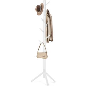 Coat Rack, Freestanding Coat Rack with 8 Hooks and 3 Adjustable Size Tree Coat Racks for Bedroom, Hallway, Entrance, Office, for Hats, Coats, Scarves, Handbags (1 PC, White)