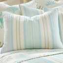 Levtex Home - Stone Harbor King/Cal King Quilt - Striped Coastal - Light Blue, Taupe, & Cream - Quilt Set Size 106x92in. and Two Shams 20x36in. - Reversible - Cotton Fabric