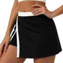Avanova Women Color Block Tennis Skirt with Pockets Side Slit Athletic Golf Skorts for Running Workout Sports Black X-Large