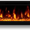 60 inch Electric Fireplace, 4.3" Ultra-Thin Electric Fireplace Inserts, Ultra-Narrow Frame, Wall Mounted and Recessed Fireplace, Log & Crystal, Touch Screen & Remote Control, 1500W