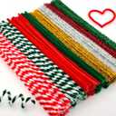 Hapeper 200 Pieces Christmas Pipe Cleaners Glitter Chenille Stems for Arts Crafts Projects Supplies, 8 Colors